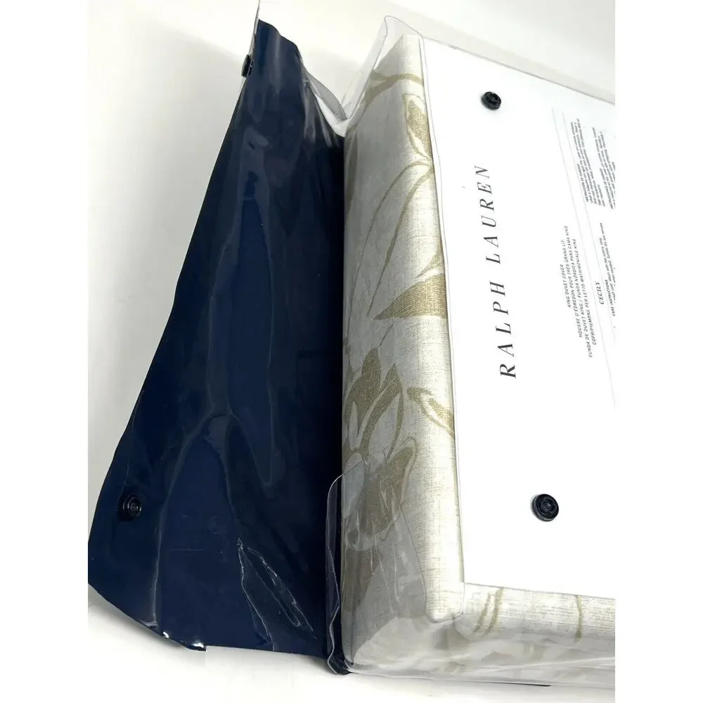 Ralph Lauren Cecily Palmetto KING Duvet Cover Tan Neutral *PACKAGE WONT CLOSE*